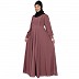 Umbrella abaya with potli buttons neck design- Puce Pink